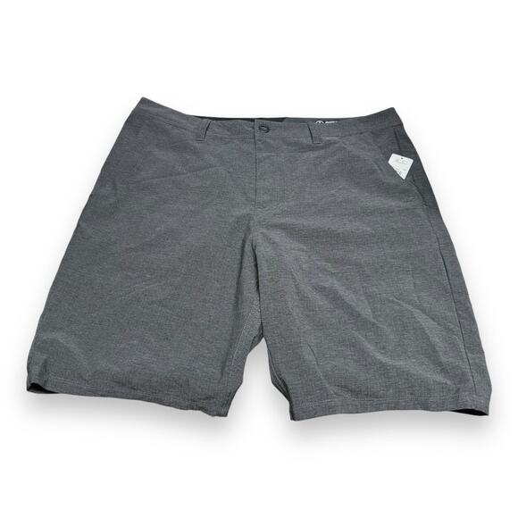 Volcom Mens Shorts Sz 38 Surf & Turf 2-Way Stretch Gray NEW Long - Picture 1 of 5